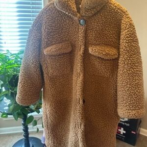 SHEIN Brown Kids Pea Coat